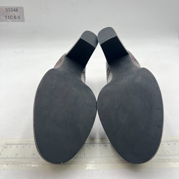 YDN Saddle Brown Chunky High Heels Round Toe Oxford Loafer Dress Shoe - Picture 7 of 8